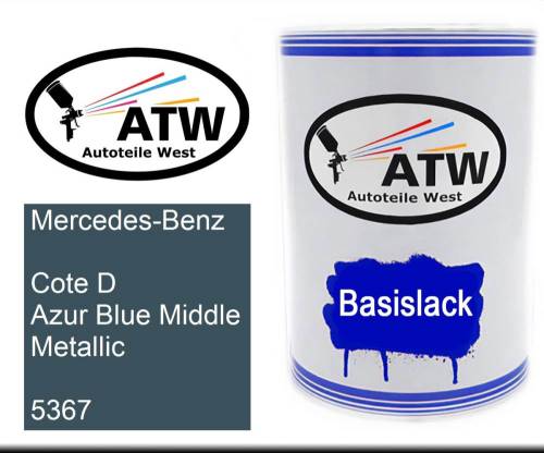 Mercedes-Benz, Cote D Azur Blue Middle Metallic, 5367: 500ml Lackdose, von ATW Autoteile West.